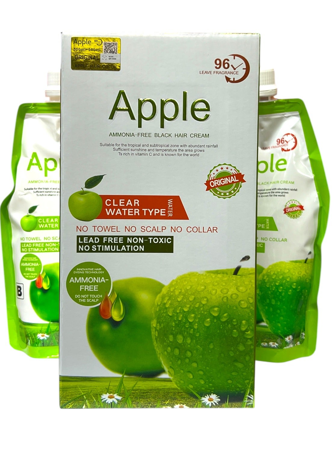 Apple Ammonia-Free Black Hair Cream 1000ML Fast-Coloring, Gentle Hair Dye Solution