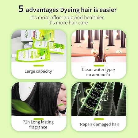 Apple Ammonia-Free Black Hair Cream 1000ML Fast-Coloring, Gentle Hair Dye Solution