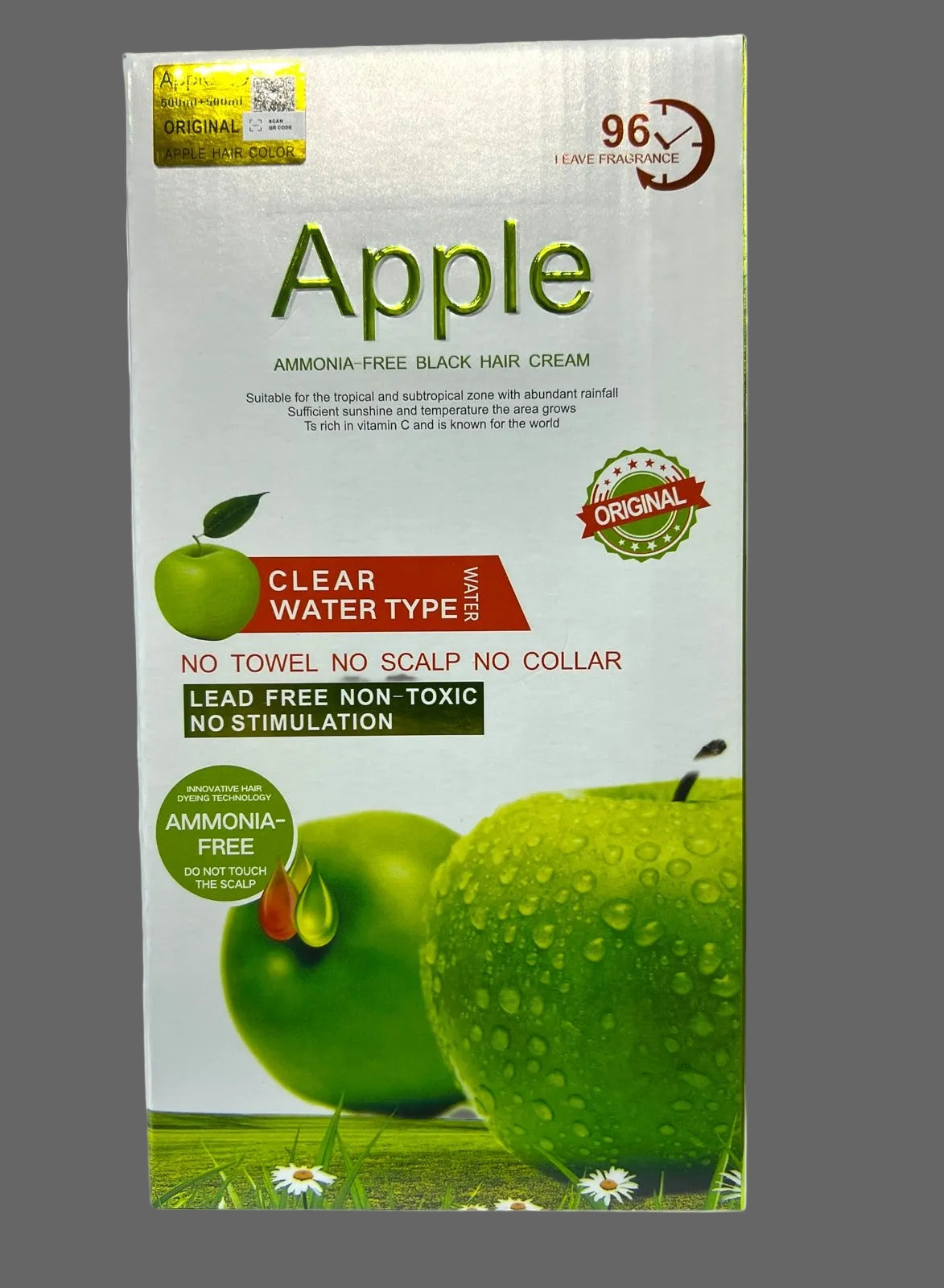 Apple Ammonia-Free Black Hair Cream 1000ML Fast-Coloring, Gentle Hair Dye Solution